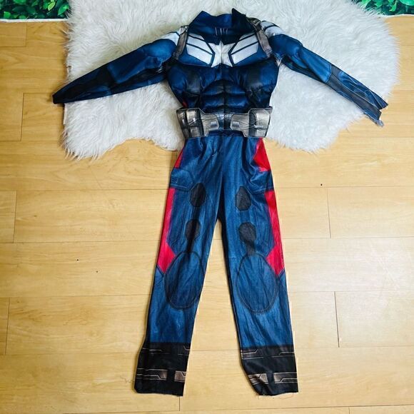 Captain America kids halloween Costume Muscle Chest Padded Jumpsuit size Small - Picture 1 of 15